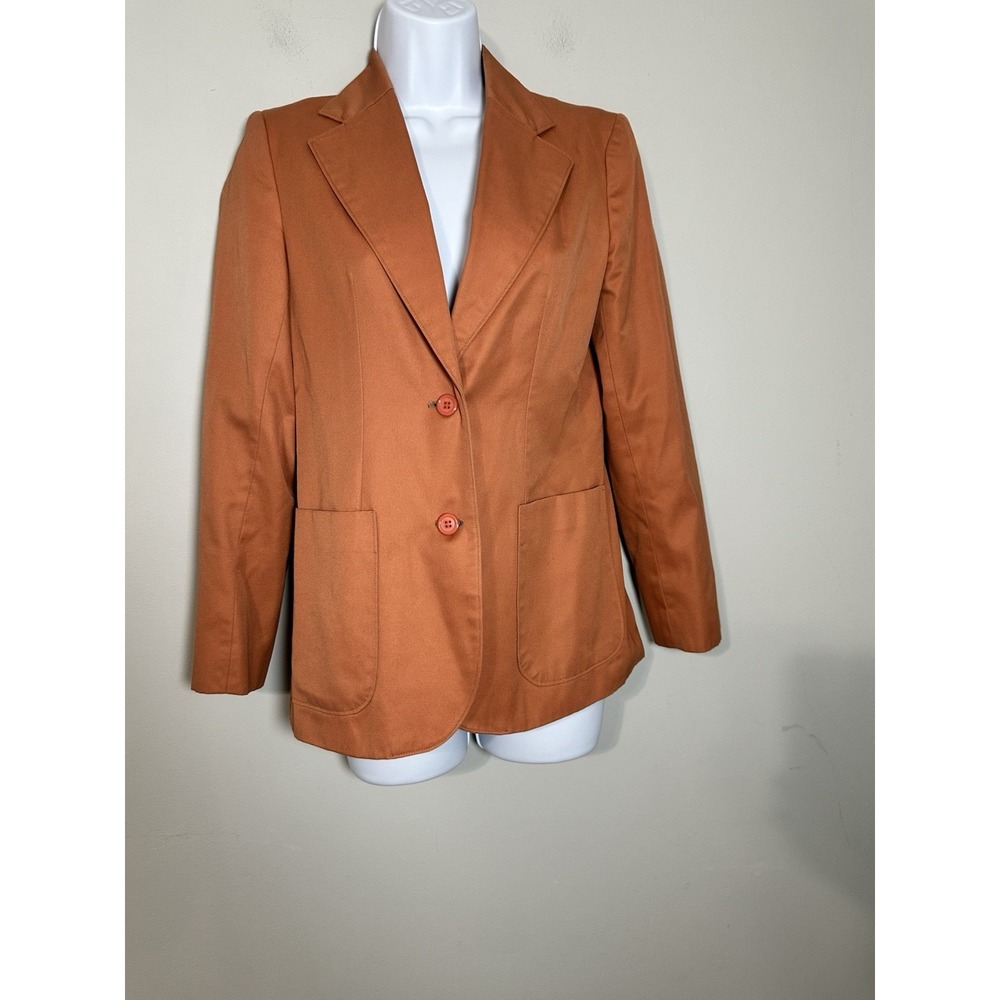 Vintage Sanyo Fashion House Tokyo Burnt Orange Structured Blazer Japan Made Sz 8